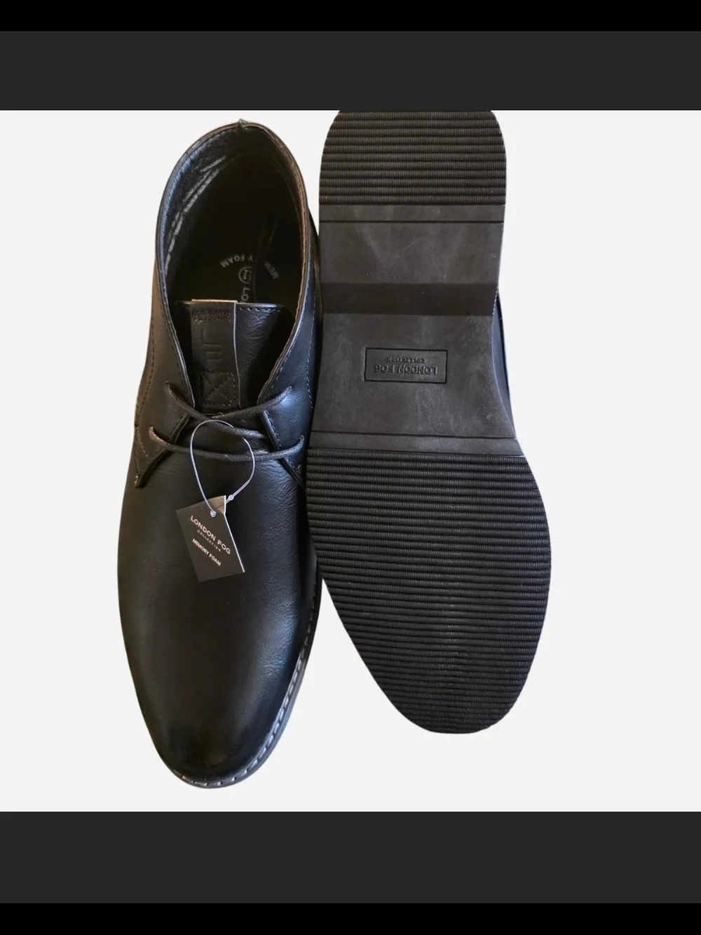 London Fog Men's Black Leather Chukka Boots